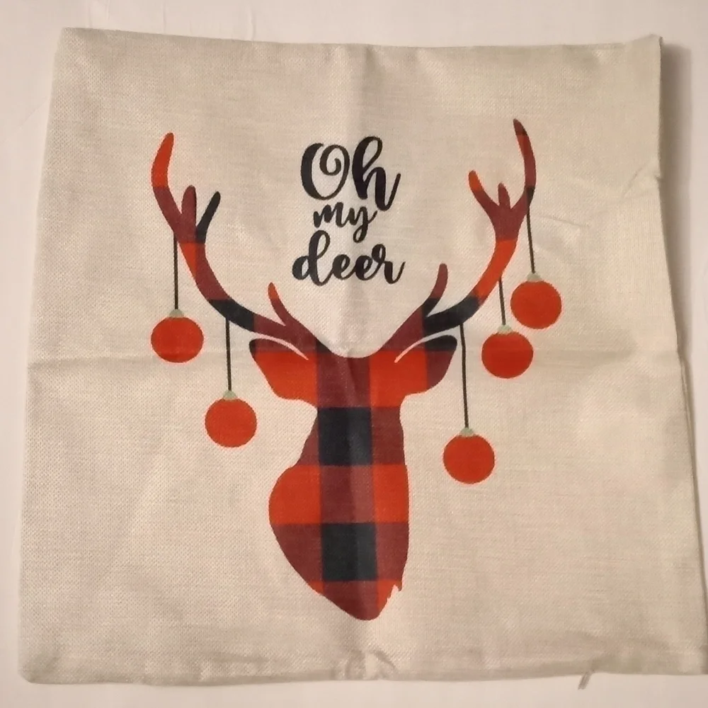Holiday Pillow Covers 18x18 inch, printed front solid cream back. NWOT